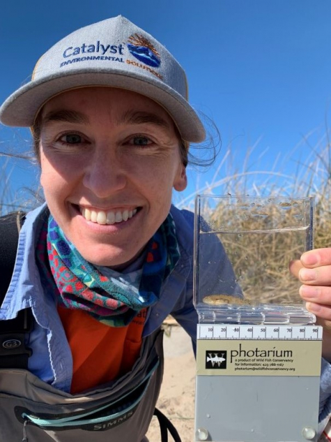 Hannah Donaghe and a tidewater goby